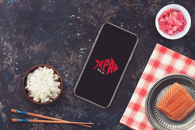 Download Food mockup with sushi design PSD file | Premium Download