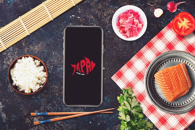 Download Premium PSD | Food mockup with sushi design