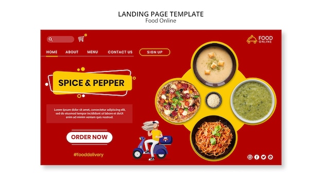 Download Free PSD | Food online concept landing page mock-up