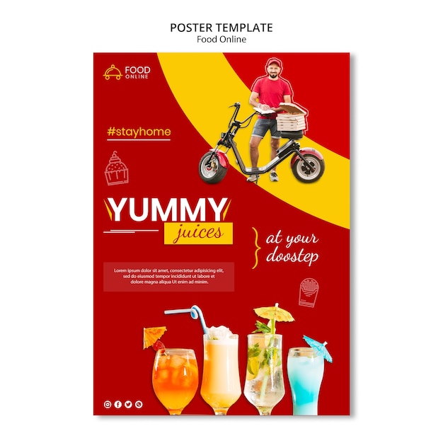 Download Free PSD | Food online concept poster mock-up