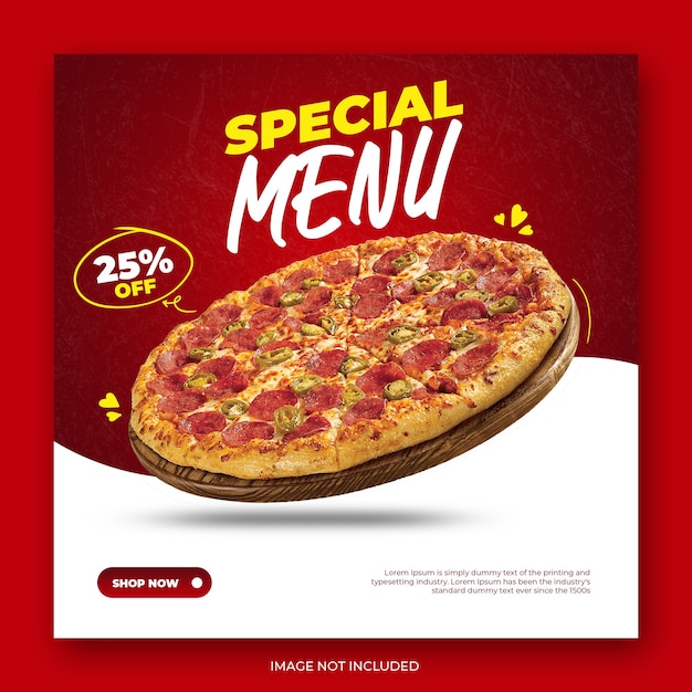Premium PSD | Food pizza instagram post template