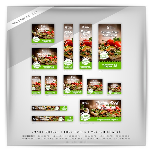 Food & restaurant google banner set Premium Psd