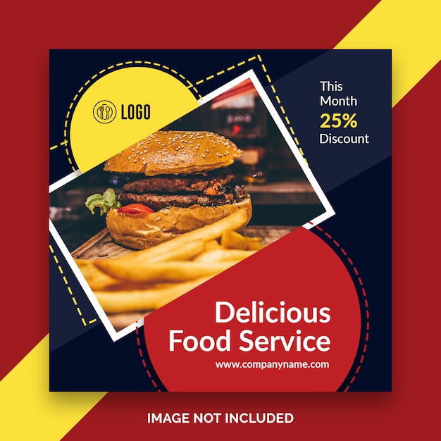 Food restaurant instagram post, square banner or flyer template Premium Psd