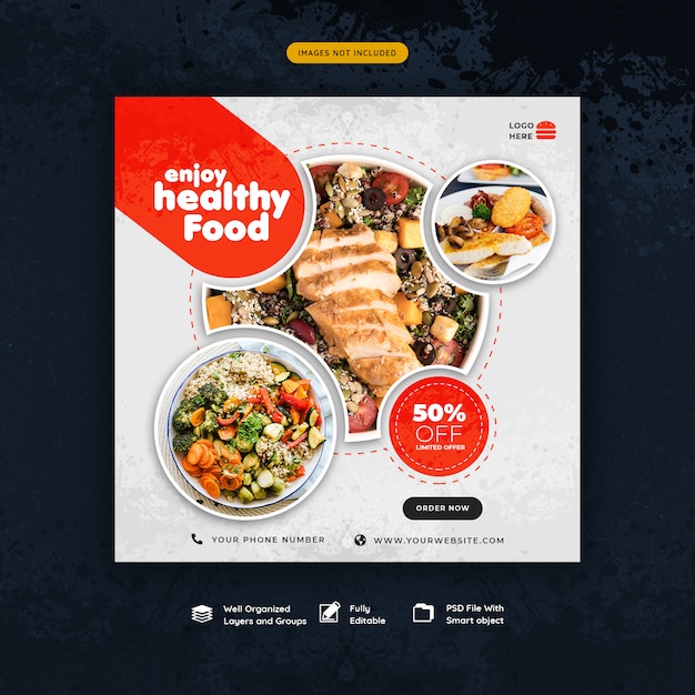 Food and restaurant social media instagram post template Premium PSD File