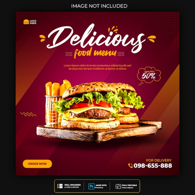  Food social media promotion and instagram banner post design template