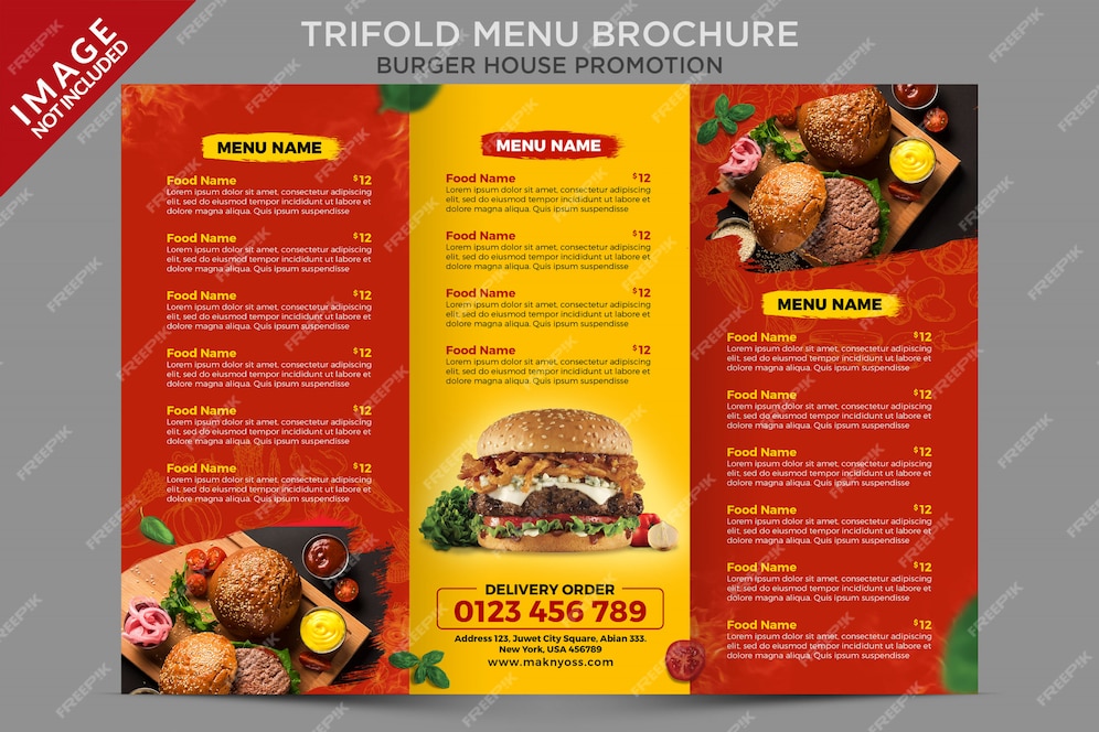 Premium PSD | Food trifold menu promotion template