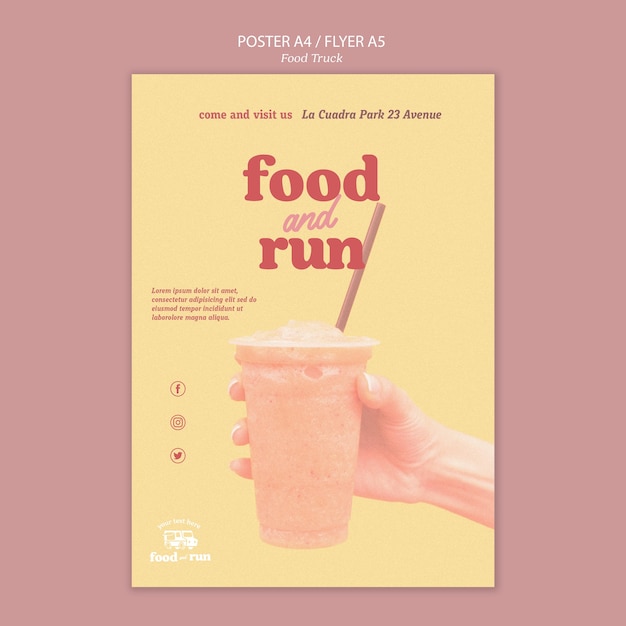 Download Food truck ad poster template | Free PSD File
