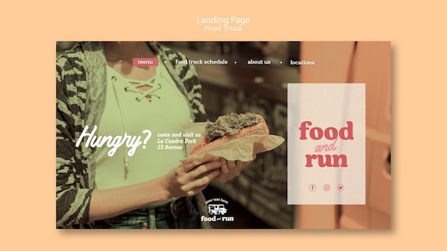 Download Free PSD | Food truck landing page template