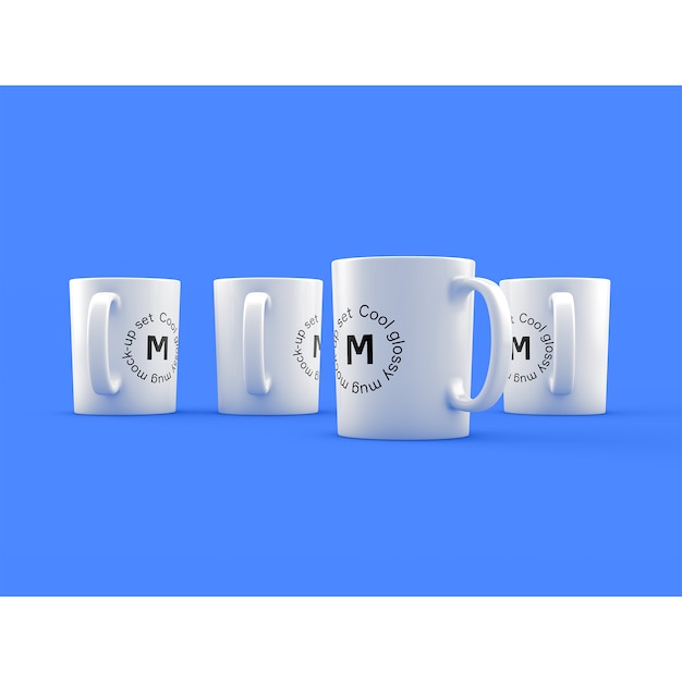 Download Four mugs on blue background mock up PSD file | Free Download