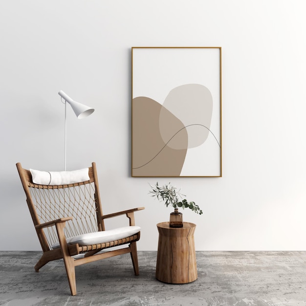 Premium PSD | Frame and armchair mockup design in 3d rendering