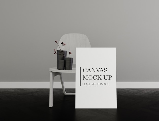 Download Premium Psd Frame Canvas Mock Up With Chair Monochrome Interior PSD Mockup Templates