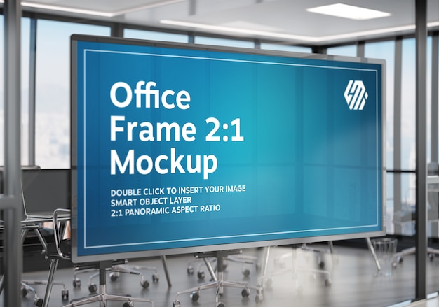 Download Premium Psd Frame Hanging On Office Glass Window Mockup