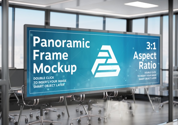 Download Frame hanging on office glass window mockup | Premium PSD File