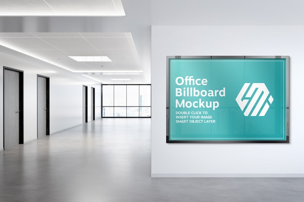  Frame hanging on office wall mockup