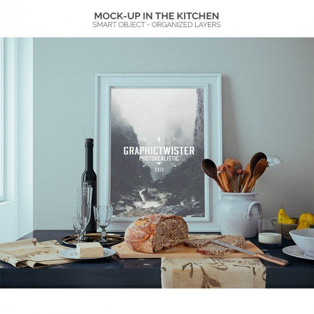 Download Frame mock-up in the kitchen PSD file | Free Download