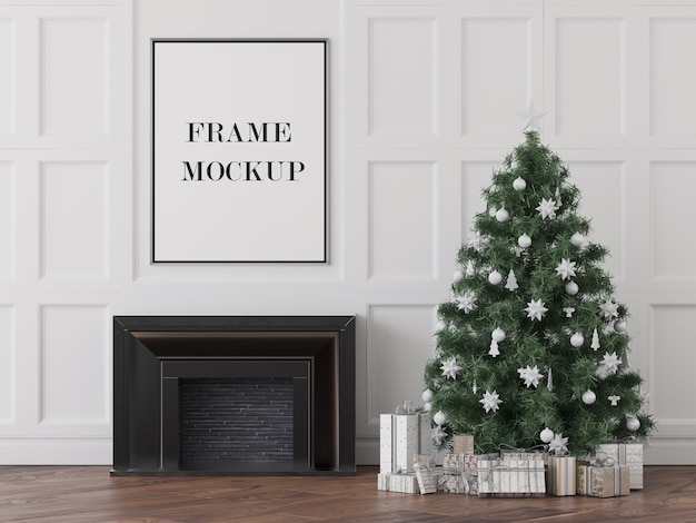 Premium Psd Frame Mockup Above Fireplace New Year S Eve