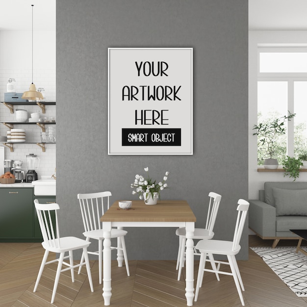 Download Frame mockup, kitchen room with white vertical frame ...