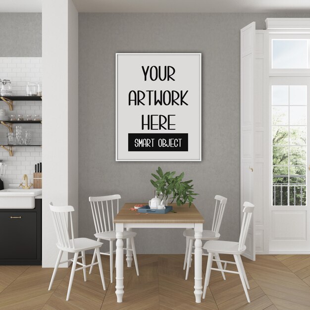 Download Frame mockup, kitchen room with white vertical frame ...