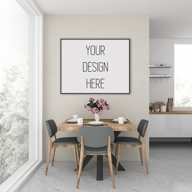 Download Frame mockup, kitchen with black horizontal frame ...