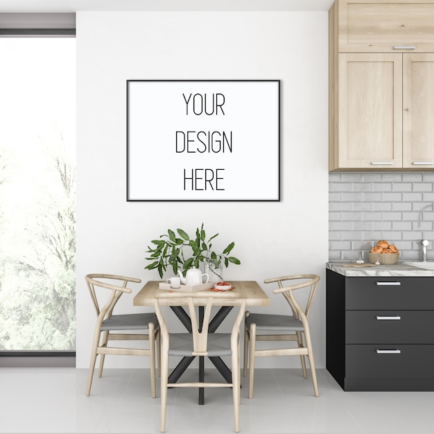 Download Frame mockup, kitchen with black horizontal frame ...