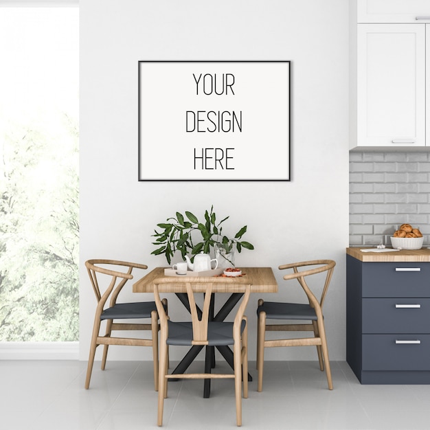 Download Frame mockup, kitchen with black horizontal frame ...