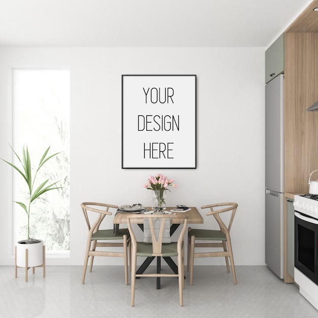 Download Frame mockup, kitchen with black vertical frame ...