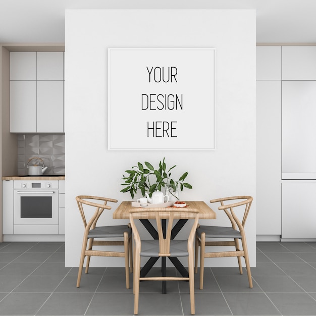 Download Premium PSD | Frame mockup, kitchen with white square ...