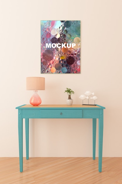 Download Frame mockup above little table | Free PSD File