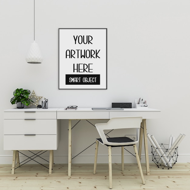 Premium PSD | Frame mockup on the room wall