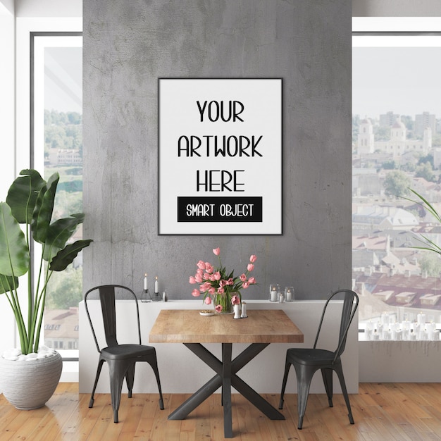 Download Frame mockup on the room wall | Premium PSD File