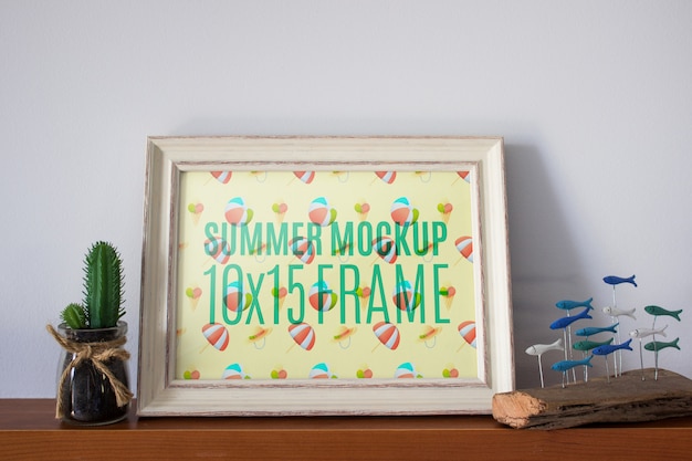 Download Frame mockup on shelf | Premium PSD File