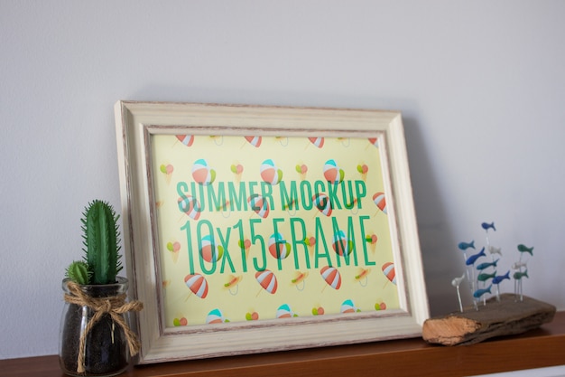 Download Frame mockup on shelf PSD file | Premium Download