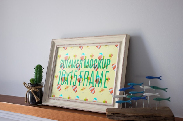 Download Frame mockup on shelf | Premium PSD File