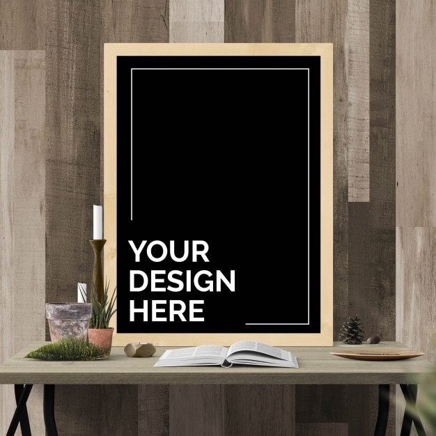 Download Frame mockup on table PSD Template