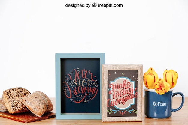 Download Free PSD | Frame mockup of two with bread