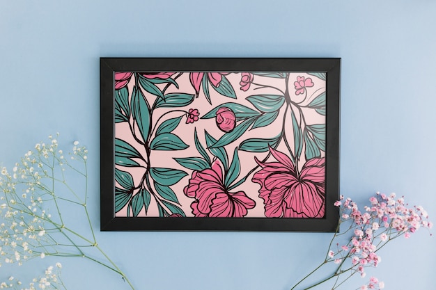 Download Free Psd Frame Mockup With Floral Decoration