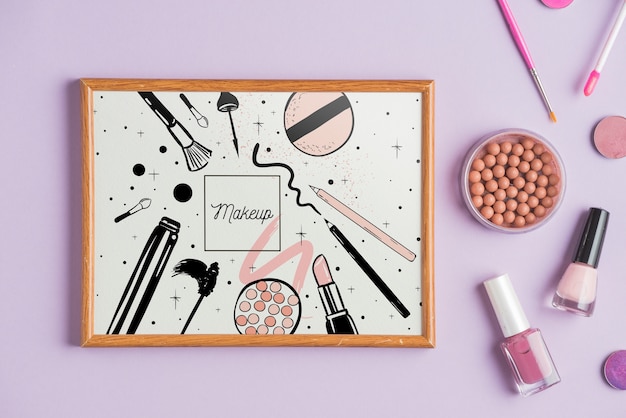 Download Free PSD | Frame mockup with makeup concept