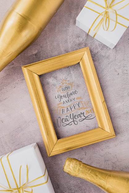 Download Frame mockup with new year decoration | Free PSD File