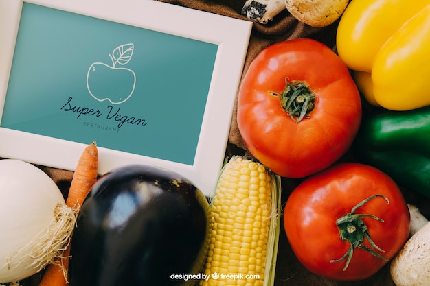 Download Frame mockup with vegetable designs PSD file | Free Download