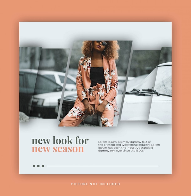 Frame modern dynamic clean simple instagram post template or square