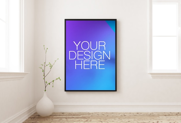Download Premium Psd Frame Poster Mockup On Interior Wall By The Window