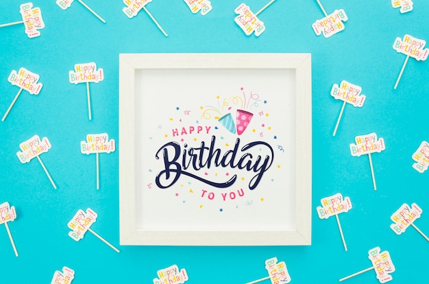 Download Free PSD | Frame with birthday message mock-up