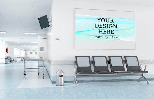 Download Premium PSD | Framed print in hospital waiting room mockup