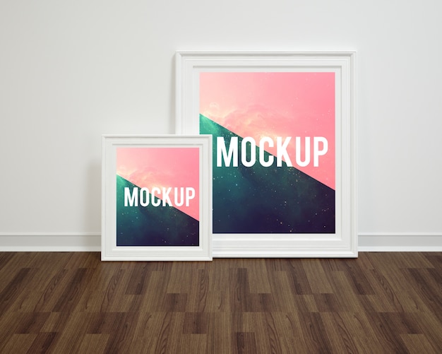 Download Free Psd Frames On Wooden Floor Mock Up