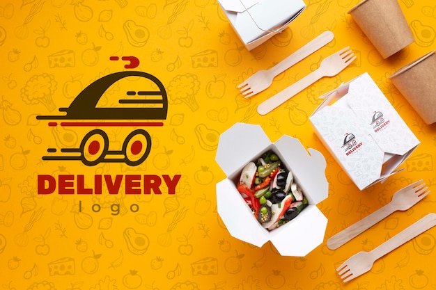 Download Free food delivery composition with mock-up PSD file | Free Download