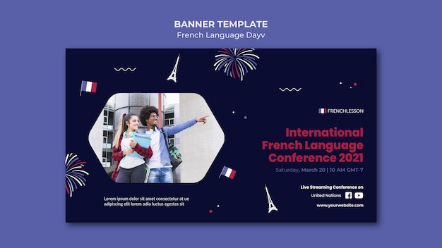 Free Psd French Language Day Banner Template