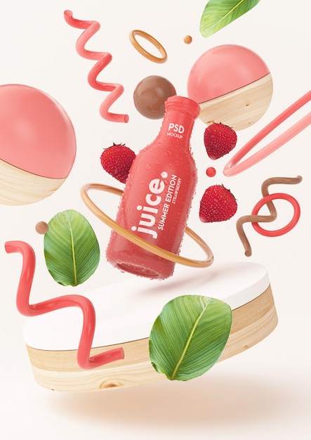 Download Free PSD | Fresh summer juice mockup with strawberries