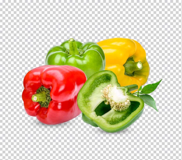 Premium PSD | Fresh sweet pepper with leaves isolated premium psd