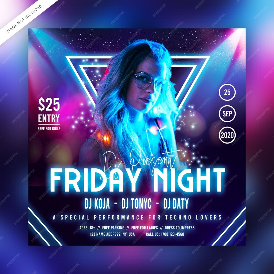 Premium PSD | Friday night party flyer or social media post