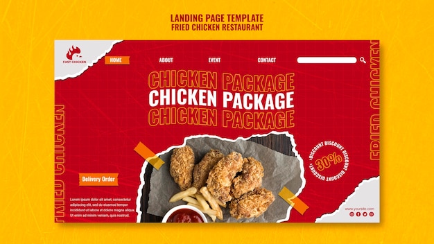 Download Premium Psd Fried Chicken Package Landing Page Template